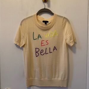 J.Crew Cream wool short sleeve sweater size small
